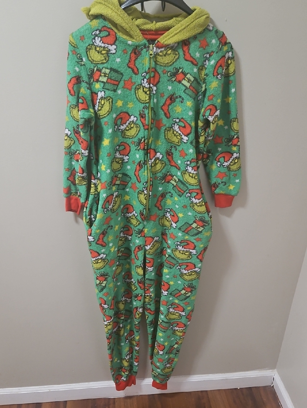 Grinch Green Holiday One-Piece Pajama Jumpsuit